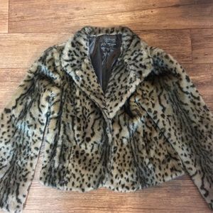 LEOPARD FAUX FUR JACKET